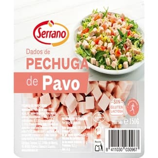 Pechuga de pavo en dados sin gluten sin lactosa envase 150 g - Serrano