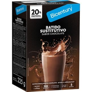 Batido sustitutivo sabor chocolate 5 unidades sin gluten envase 225 g - Bicentury