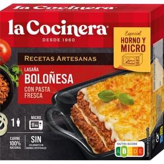 Lasaña boloñesa 1 ración estuche 280 g - La Cocinera Recetas Artesanas