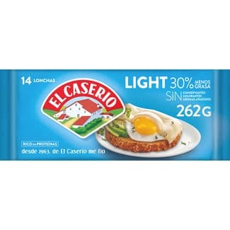 Queso fundido light - 30% m.g. en lonchas 14 unidades envase 262 g - El Caserio