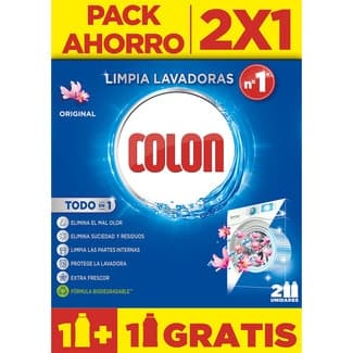 Limpiador especial para lavadoras tratamiento todo en 1 Original envase 1 unidad + 1 unidad gratis - Colon