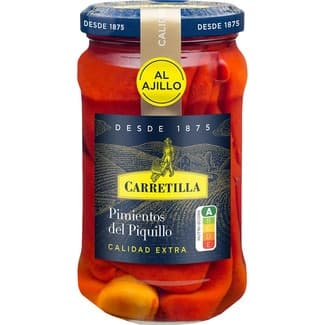 Pimiento del piquillo entero al ajillo frasco 225 g neto escurrido - Carretilla
