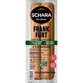 Salchichas Frankfurt cocidas y ahumadas de cerdo sin tripa natural 4 piezas envase 400 g sin gluten sin lactosa - Michael Schara