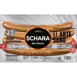 Meisterhand El Artesano salchichas Frankfurt cocidas y ahumadas de cerdo en tripa natural envase 340 g sin gluten sin lactosa 4 piezas - Michael Schara