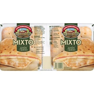 Sándwich mixto de jamón y queso con masa de pizza pack 2 x 120 g envase 240 g - Casa Tarradellas