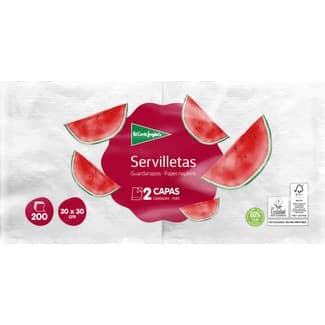 Servilletas blancas 2 capas 30x30 cm paquete 200 unidades - El Corte Ingles