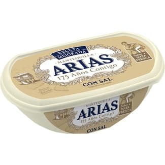Mantequilla con sal sabor a nata fresca tarrina 235 g - Arias