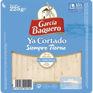 Queso tierno mezcla madurado elaborado con leche pasteurizada ya cortado cuña 225 g - Garcia Baquero