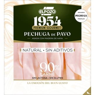 Edición 1954 Premium Gourmet pechuga de pavo asada con madera de haya natural sin aditivos en lonchas sin gluten sin lactosa envase 120 g - Elpozo