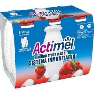 L. Casei con fresa sin gluten pack 6 unidades 100 g - Danone Actimel