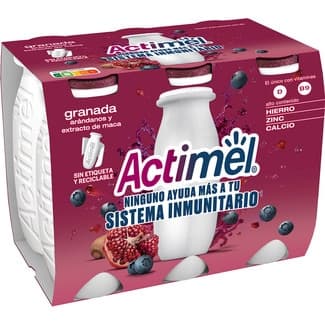 L. Casei con granada, arándanos y extracto de maca sin gluten pack 6 unidades 100 g - Danone Actimel