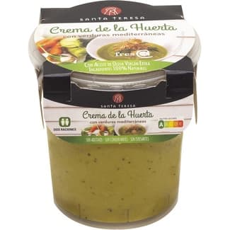 Crema de la huerta con verduras mediterráneas con AOVE sin gluten sin lactosa 2 raciones vaso 400 ml - Santa Teresa