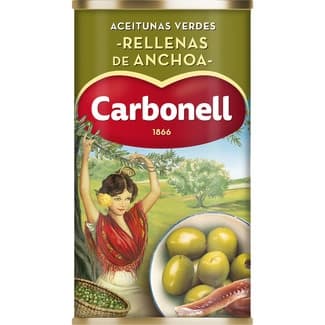 Aceitunas verdes rellenas de anchoa lata 150 g neto escurrido - Carbonell