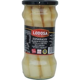 Espárragos blancos IGP de Navarra muy gruesos 9-12 piezas frasco 325 g neto escurrido - Lodosa