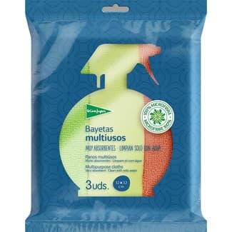 Bayetas microfibra multiusos muy absorbentes 32x32cm bolsa 3 unidades - El Corte Ingles