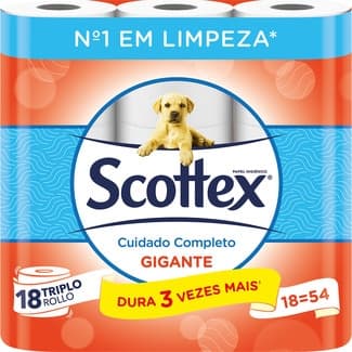 Papel higiénico Cuidado Completo Gigante 3 capas paquete 18 rollos - Scottex