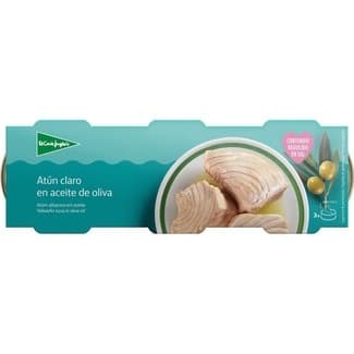Atún claro en aceite de oliva con bajo contenido en sal pack 3 lata 60 g neto escurrido - El Corte Ingles