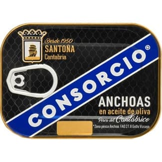 Filetes de anchoa en aceite de oliva pesca del Cantábrico lata 50 g neto escurrido - Consorcio