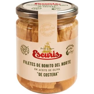 Bonito del norte de Costera en aceite de oliva frasco 280 g neto escurrido - Escuris