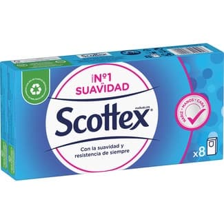 Pañuelos blancos 3 capas súper suaves paquete 8 unidades - Scottex