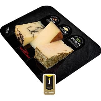 Tabla de quesos de oveja curado con trufa, curado y añejo al romero envase 300 g - Vega Sotuelamos