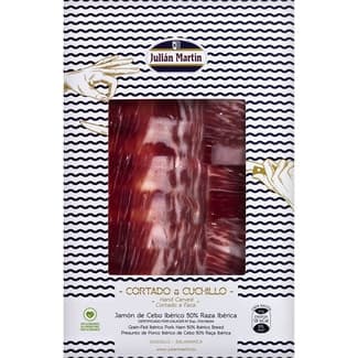 Jamón de cebo ibérico 50% raza ibérica en lonchas cortado a cuchillo envase 100 g - Julian Martin