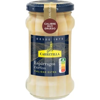 Espárragos blancos cortos muy gruesos 5-8 piezas frasco 110 g neto escurrido - Carretilla