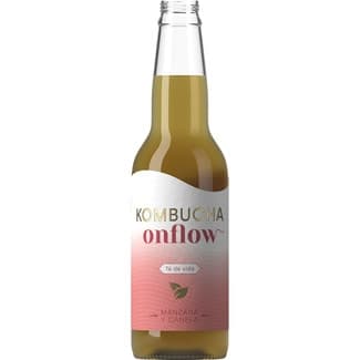 Kombucha de manzana y canela sin pasteurizar, ecológica, sin gluten y vegana botella 330 ml - Onflow