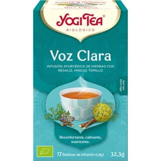 Voz Clara infusión ayurvédica ecológica de hierbas con regaliz, hinojo y tomillo estuche 17 bolsitas sin gluten - Yogi Tea
