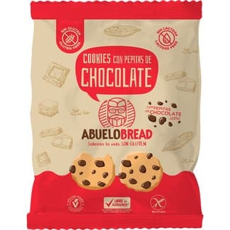 Cookies con pepitas de chocolate sin gluten y sin lactosa bolsa 150 g - Abuelobread
