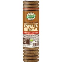 Galletas de espelta integral ecológicas con chocolate y avellanas envase 250 g - Biocop