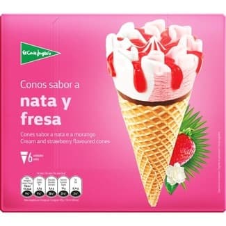 Conos de helado sabor a nata y fresa 6 unidades estuche 720 ml - El Corte Ingles