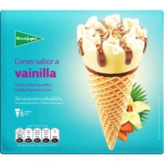 Conos de helado sabor a vainilla sin azúcares añadidos 6 unidades estuche 720 ml - El Corte Ingles