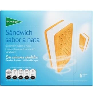 Sándwich de helado sabor a nata sin azúcares añadidos 6 unidades estuche 600 ml - El Corte Ingles