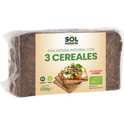 Pan alemán integral ecológico con 3 cereales envase 500 g - Sol Natural