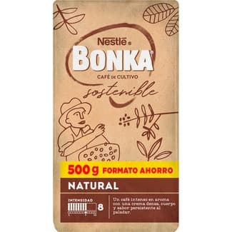 Café molido natural de cultivo sostenible de intensidad 8 paquete 500 g - Bonka