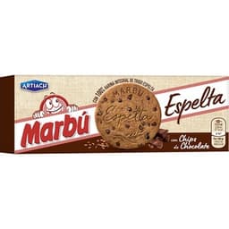 Galletas 100% harina integral de trigo espelta con chips de chocolate estuche 225 g - Artiach Marbu