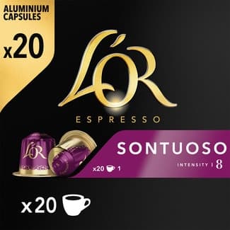 Café Sontuoso intensidad 8 estuche 20 cápsulas compatibles con máquinas Nespresso - L'or Espresso