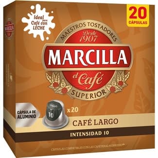 Café largo intensidad 10 estuche 20 cápsulas compatibles con máquinas Nespresso - Marcilla