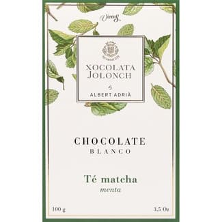 Chocolate blanco con té matcha y menta tableta 100 g - Jolonch