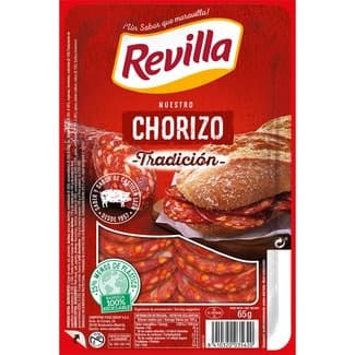 Chorizo tradición en lonchas sin gluten envase 65 g - Revilla