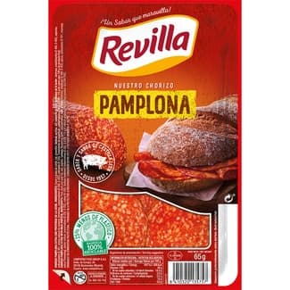 Chorizo de Pamplona en lonchas sin gluten envase 65 g - Revilla