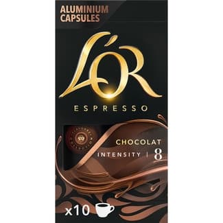 Café espresso con sabor a chocolate Flavours Collection estuche 10 cápsulas compatibles con máquinas Nespresso - L'or Espresso