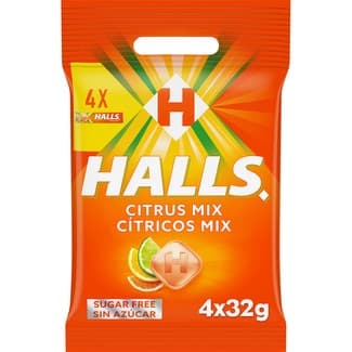 Citrus Mix caramelos duros sabores cítricos sin azúcar pack 4 envases 32 g - Halls