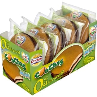 Bizcochos rellenos de chocolate 0% azúcares añadidos estuche 180 g 5 unidades envueltas individualmente - Codan