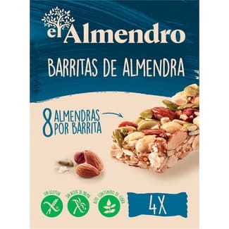 Barritas de almendra a la sal sin gluten y sin aceite de palma 4 unidades estuche 84 g - El Almendro