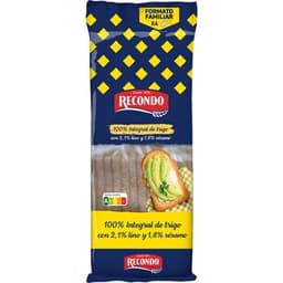 Pan tostado 100% integral con lino y sésamo 60 rebanadas bolsa 540 g - Recondo