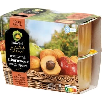 Compota de manzana y albaricoque 100% fruta sin gluten pack 4 tarrina 100 g - Pom'bel