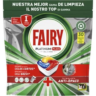 Detergente lavavajillas Platinum Plus All in 1 bolsa 30 pastillas - Fairy