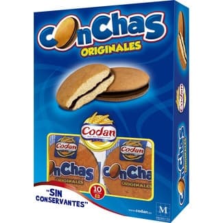Bizcochos rellenos de chocolate Conchas Originales estuche 550 g 10 unidades envueltas individualmente - Codan